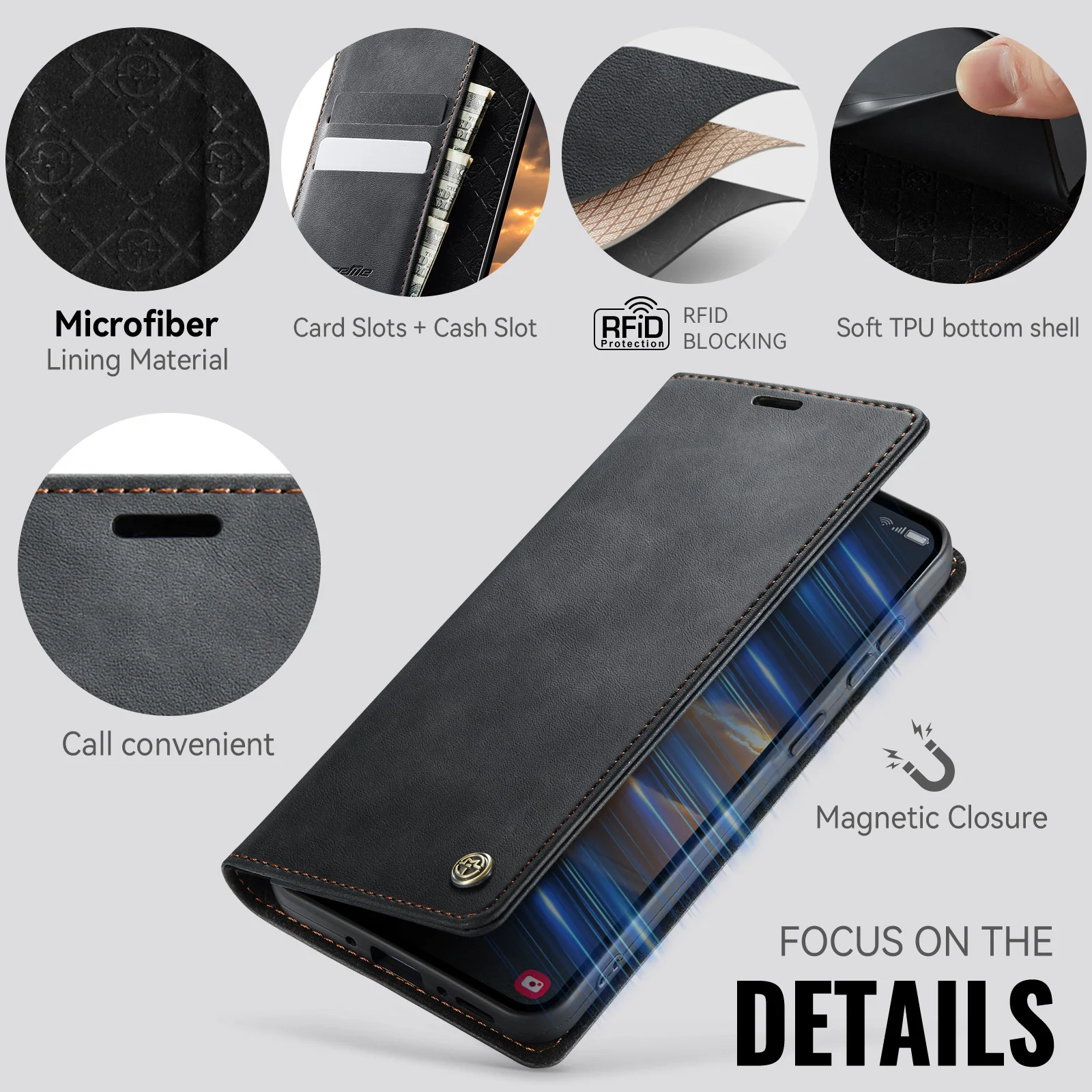 Luxurious Flip Leather Wallet Phone Case