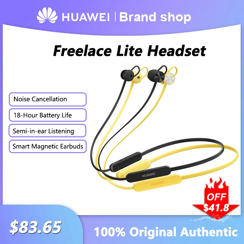 

Huawei Freelace Lite Wireless Bluetooth Headset Noise Reduction Semi-in-ear Headphones 18-Hour Battery Life Sport Earphone