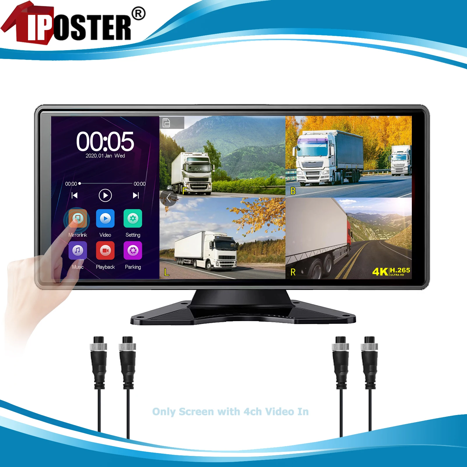 نظام مراقبة ٤ كاميرات وشاشة ١٠ بوصة تعمل باللمس DV...