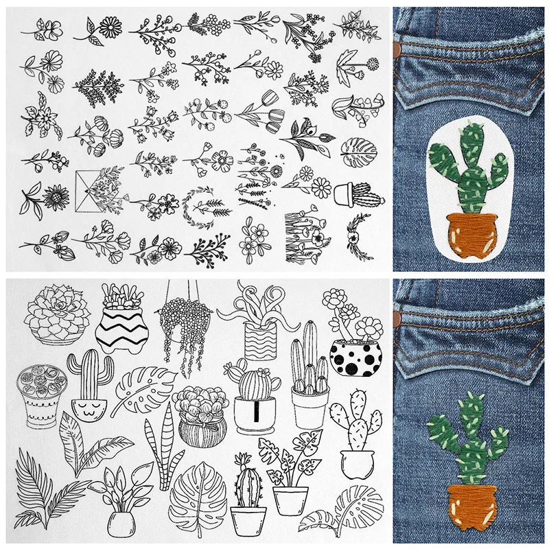 Water-soluble embroidery sewing material package, various patterns, embroidery cloth stickers, handmade DIY material