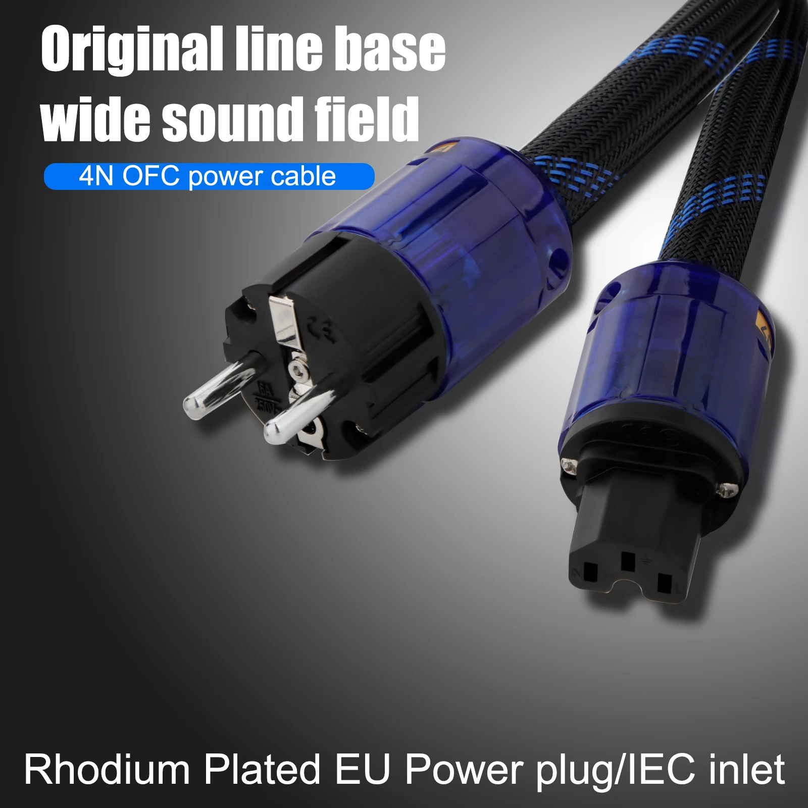 HiFi-Audio-Netzkabel, audiophiles OFC-Leiter-Netzkabel, hochwertiges Verstärker-Netzkabel mit vergoldeten EU-Anschlüssen – Detail 1