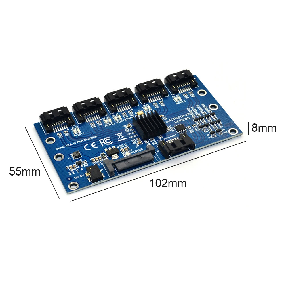 Sata Riser Placa de Expansão a Portas Sata3.0 Placa-mãe 6gbps Multiplicador Sata Porta Riser Cartão Adaptador para Hdd Cartão do Computador - Imagem 3