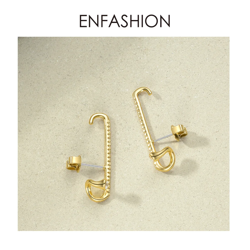 ENFASHION Punk Rhinestone Stud Earrings For Women Gold Color Statement Minimalist Earings Fashion Jewelry Pendientes EC191066
