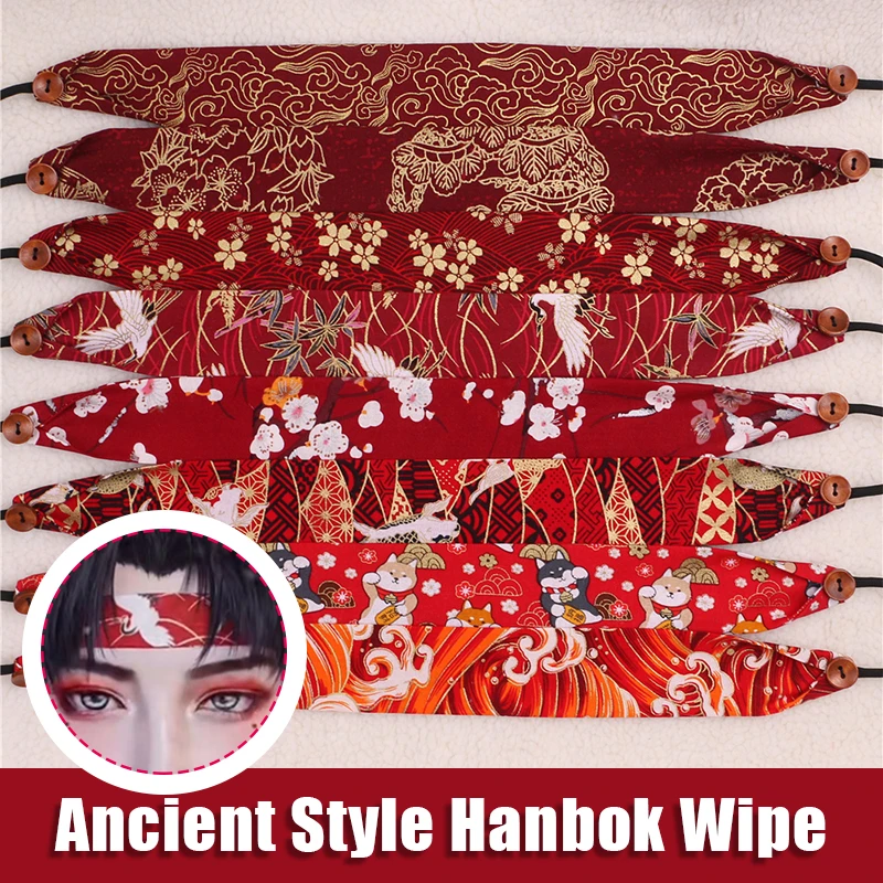 Chinese Style Hanfu Hair Band Satin Embroidery Traditional Men Antique Streamer Headband Headscarf Ribbon Hanfu Hair Accessories antique style craft embroidery scissors decorative cast gold handles classic chinese scissors for pruning shearing and snipping