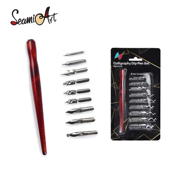 SeamiArt 9 pièces. Stylo plume + 1 pièces. Porte-stylo ensemble de stylos à tremper pour dessin animé lettrage Art dessin stylo multifonction autre
