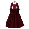 Medieval Victorian Court Lace Patchwork Gothic Dress Halloween Witch Cosplay Party Costume Square Neck Flare Sleeve Maxi Dress 1