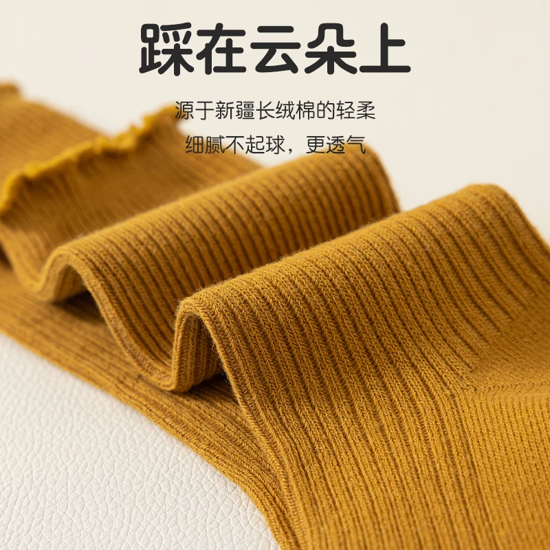 Pure Cotton Children's Socks Girls Pile Up Socks Spring and Autumn Wooden Ear Edge Baby Long Tube Lace