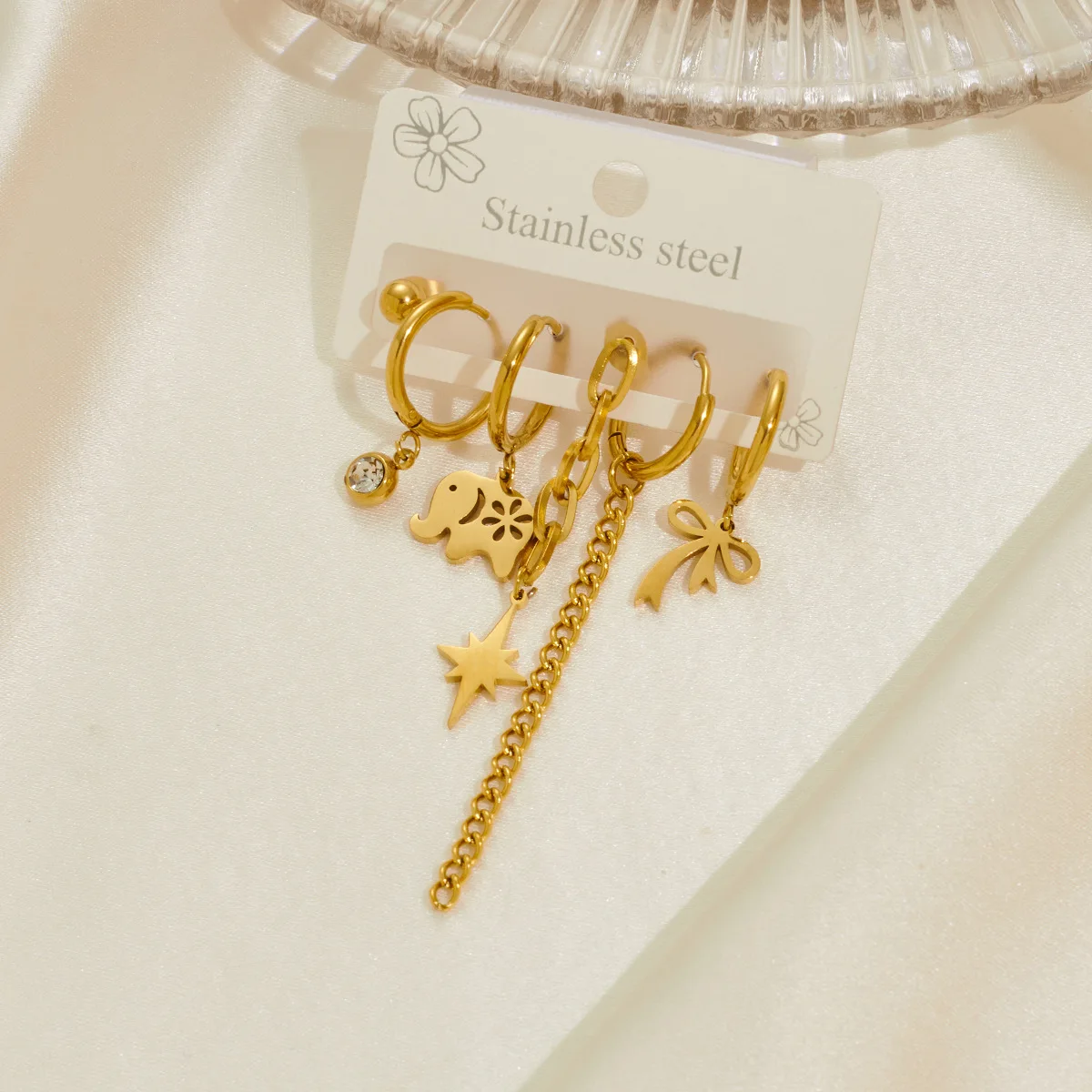 Chic Stylish 316L Stainless Steel 6 Pieces Set Animals Flowers Earring for Women Cute Exquisite Jewelry Gifts Wholesale 3
