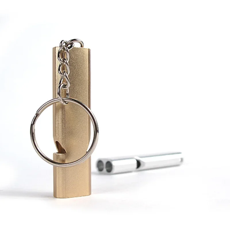 

Dual-tube Survival Whistle 120 Decibels Portable Stainless Steel Whistle Outdoor Hiking Camping Fishing Safe Survival Whistle