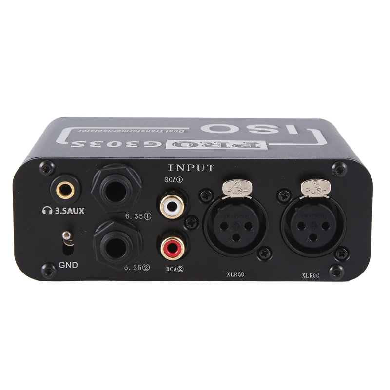 PRO G303S 오디오 아이솔레이터, 노이즈 감소 필터, 전류 노이즈 제거, 듀얼 채널 6.35 XLR RCA, 3.5mm 오디오 아이솔레이터