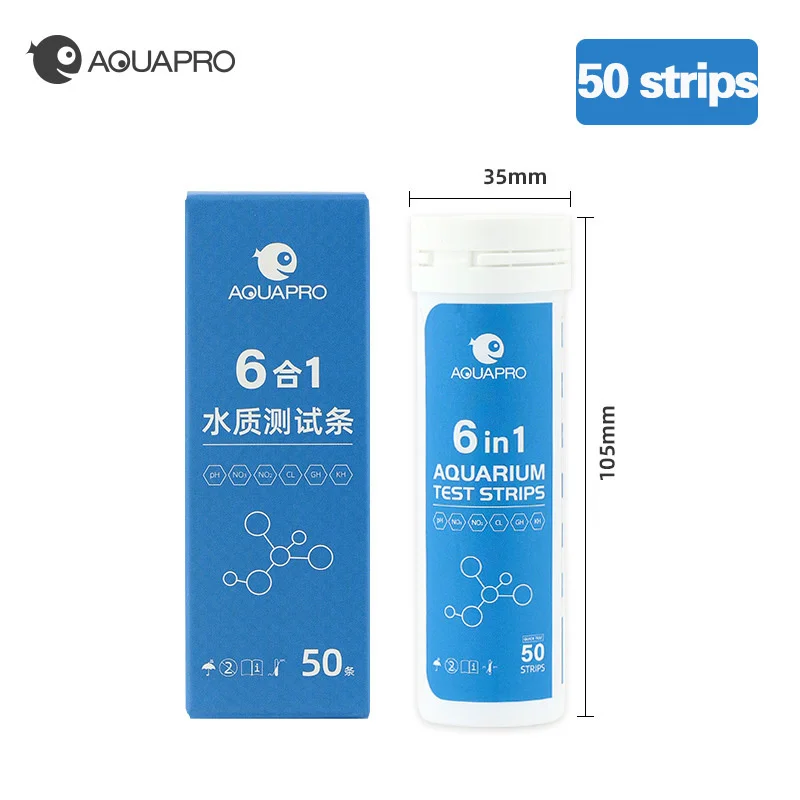 Aquarium Test Strips Aquarium Water Quality Testing Agent Fish Tank 6 In 1 Water Quality Test Strips Aquarium PH NO3 NO2 CL GH KH Test Meter Paper Monitor SWIM POOL Accessory Indicators
