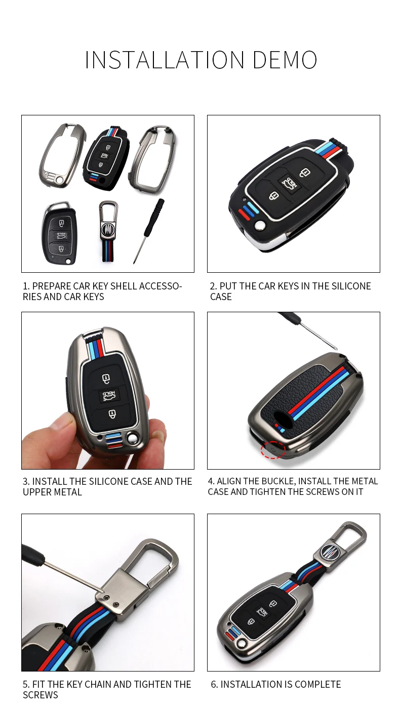 Custodia a conchiglia con chiave a scatto a distanza per auto in Silicone in lega di zinco per Hyundai Creta I10 I20 Tucson Elantra Santa Fe 2016 2017 - S4b12e17d3f5c433cb7822cd260b0731eI