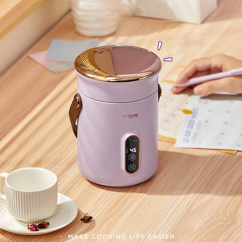 600ml Electric Kettle Stew Pot Slow Cooker Portable Cooking Pot Stewing Porridge Soup with Appointment For Home Travel 220V 2