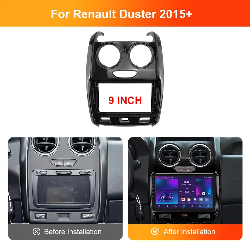 Cadre Façade Pour Renault Duster 2012-2018 – Compatible Autoradio 9/10,1 Pouces – Design Discret, Hauteur 7 Cm – Plastique ABS Durable - 5