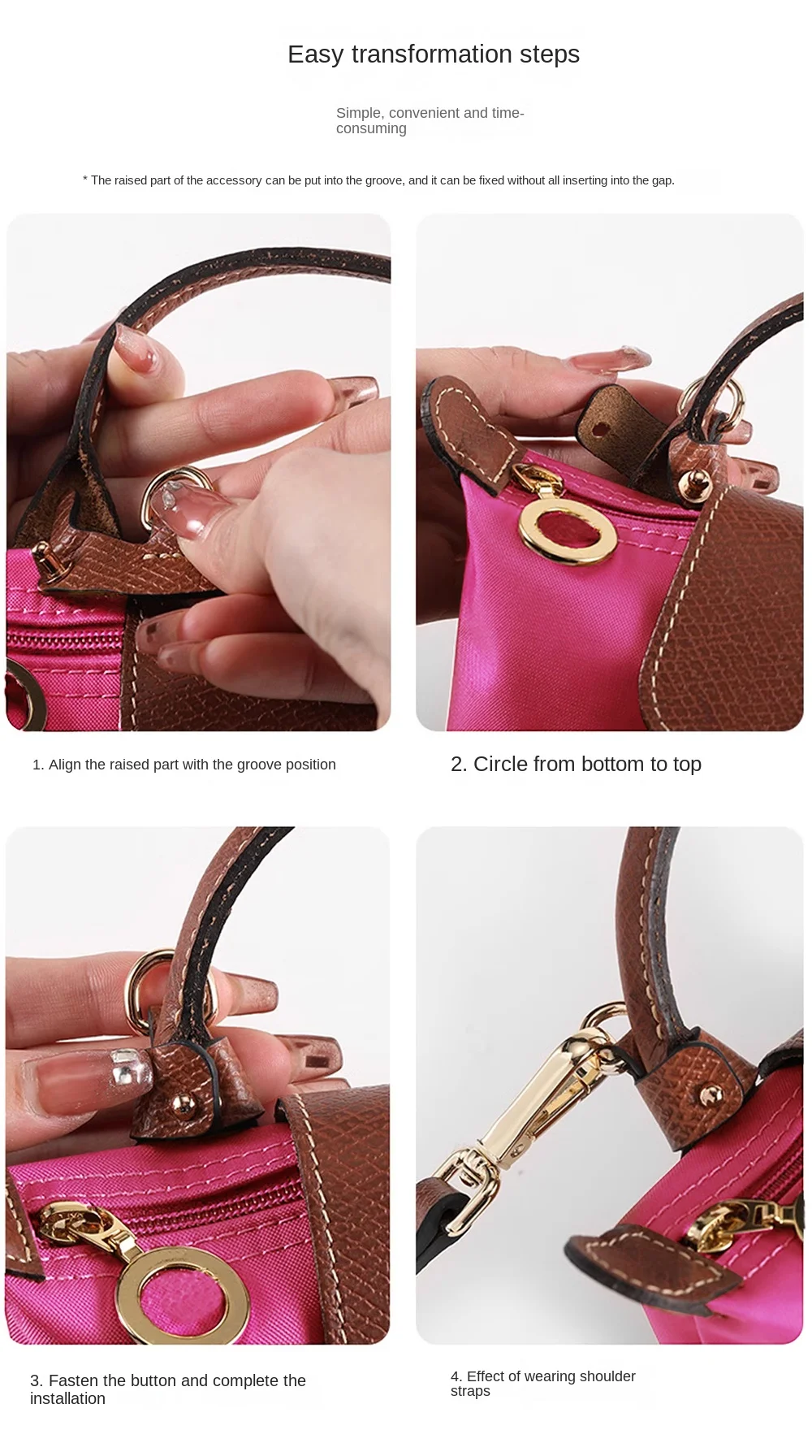 HAVREDELUXE Bag Strap For Longchamp Mini Bag Modified Strap Rope Free Punching 78cm Shoulder Strap havredeluxe