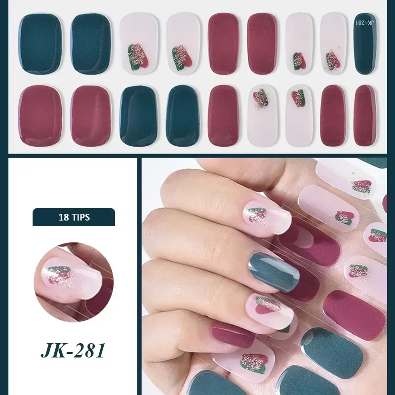 16/18/20Tips French Gel Nail Strips Patch Sliders Adhesive Waterproof Long Lasting Full Cover Gel Nail Stcikers UV Lamp Need 3