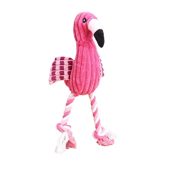 Flamingo Plush Dog Toy – Interactive Squeaky Chew Rope for Dogs 1