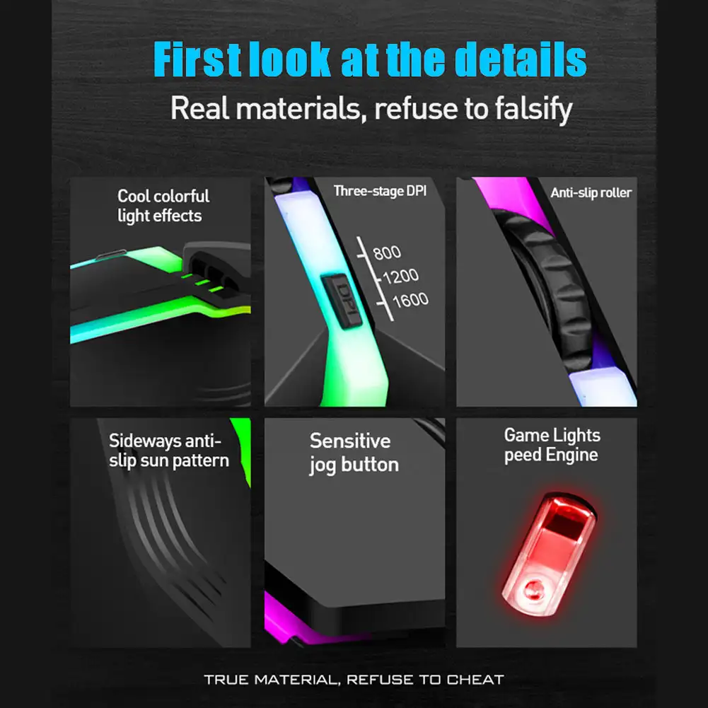 Ergonomic LED Wired Gaming Mouse with 4 Buttons and Colorful Glow