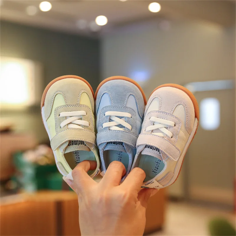 2024 New Spring  Baby Shoes Leather Toddler Boys Casual Shoes Soft Sole Outdoor Tennis Fashion Little Kids Girls Sneakers 2