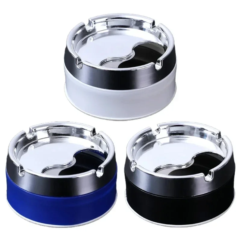 Stainless Steel+PP Round Windproof Ashtray with 360&deg; Rotating Lid for Home Office Living Room Decoration Men Sealing Ashtrays Portable Ashtray Cigarettes Ashtray Silicone Ashtray Stainless Steel Ashtray Metal Ashtray Air Purifier Ashtray Wood Ashtray Ceramic Ashtray