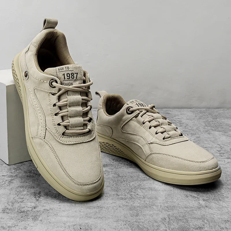 Mens Shoes Genuine Leather Casual Breathable Autumn Lace Up Loafers Outdoor Oxfords Sneakers
