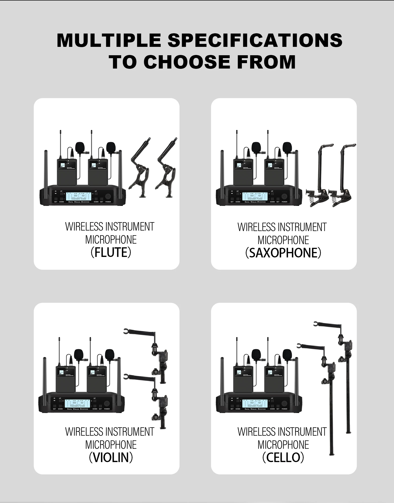 Professional Wireless Instruments Saxophone Microphone Lapel Microphone For Violin, Cello, Brass Percussion Mic