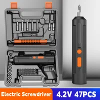 47PCS Electric Screwdriver Mini Household Electric Drill Rotated Cordless Screwdriver Power Tools Household Maintenance Repair