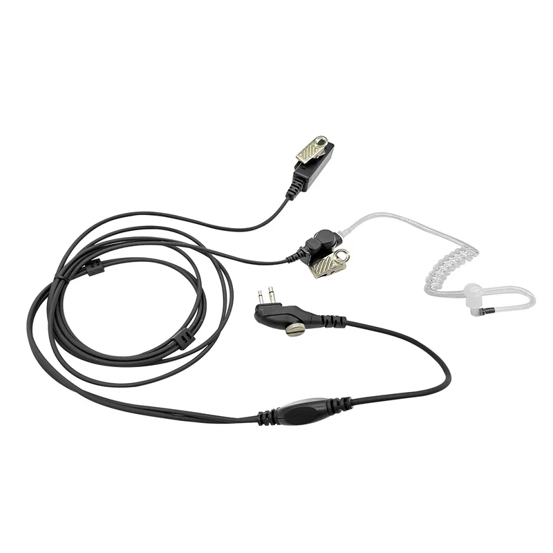 RISENKE-Earpiece for Hytera Walkie Talkie, 2-Pin Plug, Clear Coil, Tube Headset, PTT Mic, HYT, PD502, PD562, TC500,TC508,TC518