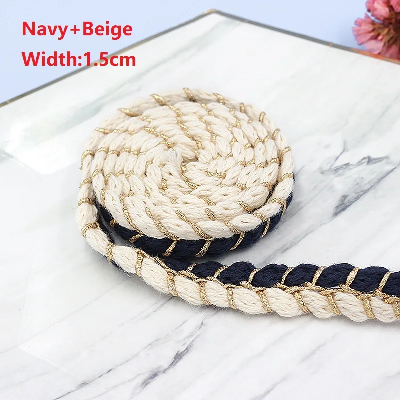 Neuer Stil koreanische kleine duftende Wind Golddraht Doppelstrang Farbe passende Band Spitze DIY Haarschmuck Kleidung 5 Meter – Detail 4