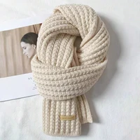 New Design Thick Knitted Scarf for Women Fashion Winter Warm Cashmere Scarves Neckercheif Lady Korean Style Neck Tie Bandana 6