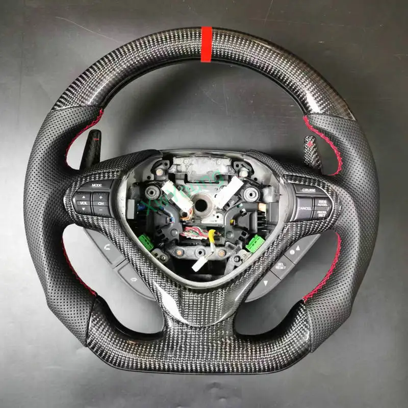 Customized 100 Carbon Fiber Car Steering Wheel With Leather