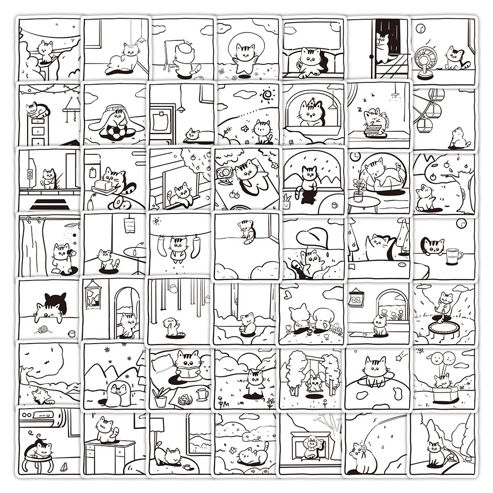 

10/30/50PCS Cartoon Black and White Cat Sticker Graffiti Ipad Helmet Car DIY Personalized Wall Sticker Toy Decoration Wholesale