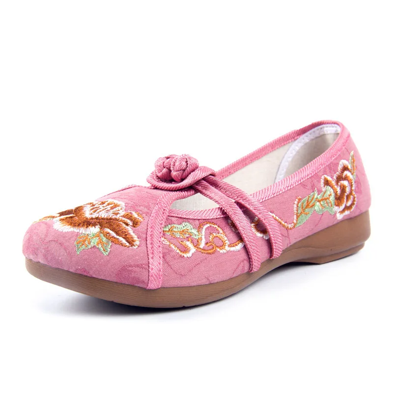 Ethnic Style Embroidered Shoes Women2023 Spring Summershallow Mouth Soft Sole Women Casual Cloth Shoes Comfortable Dancing Shoes