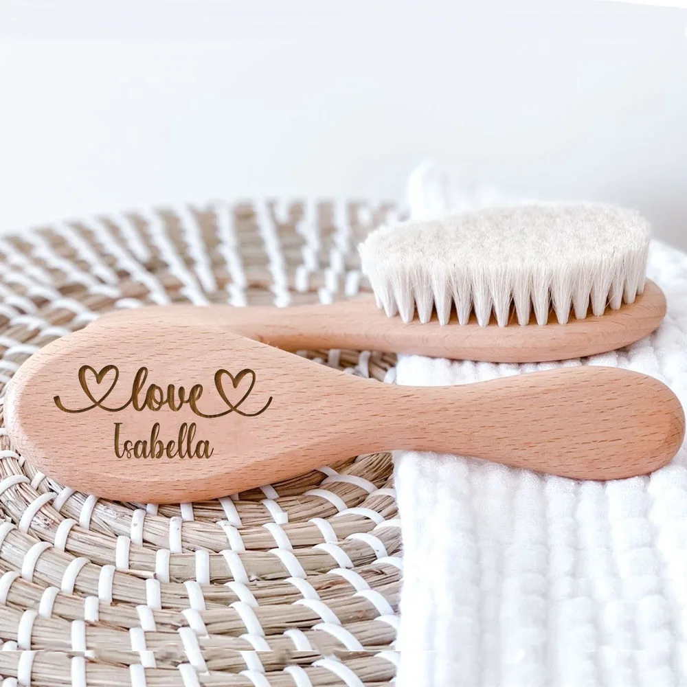 Personalized Baby Hairbrushes Custom Name Wooden Newborn Hair Brush Infant Comb Brush Birth/Baptism/Birthday Baby Shower Gifts hair comb hair brush comb hair comb set baby care set