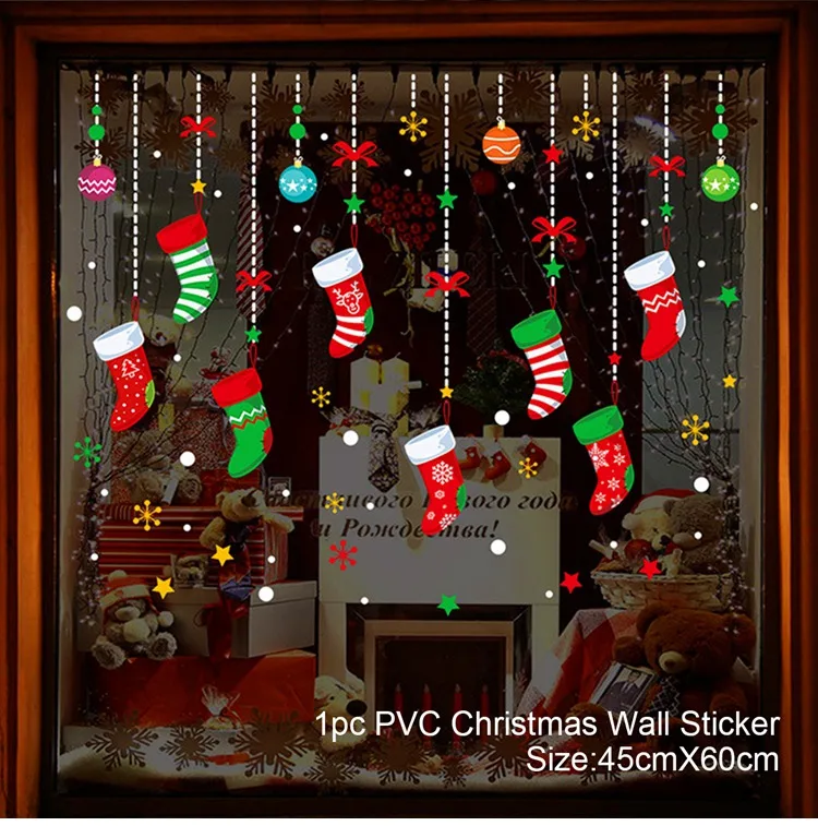 thumbnail image 1 of Pegatinas navideñas para ventanas, decoraciones navideñas para el hogar, adornos navideños 2024, regalos navideños de Navidad, Año Nuevo 2025, 1 of 5