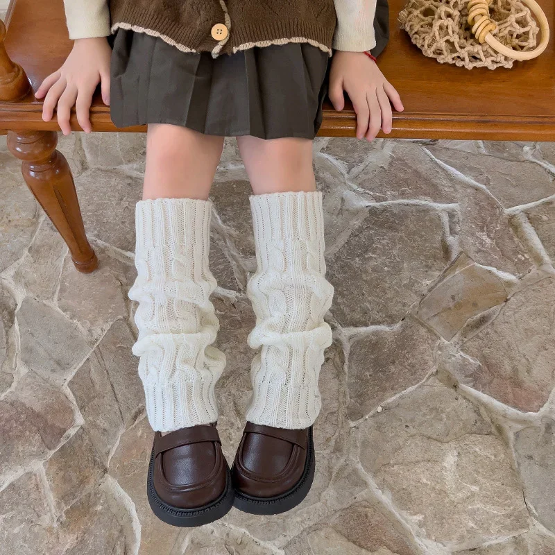 

1pair Winter Knit Lolitas Twist Leg Warmers Children Girl Boot Cuffs Knee Long Stockings Warm Boots Leg Elastic Heap Heap Socks