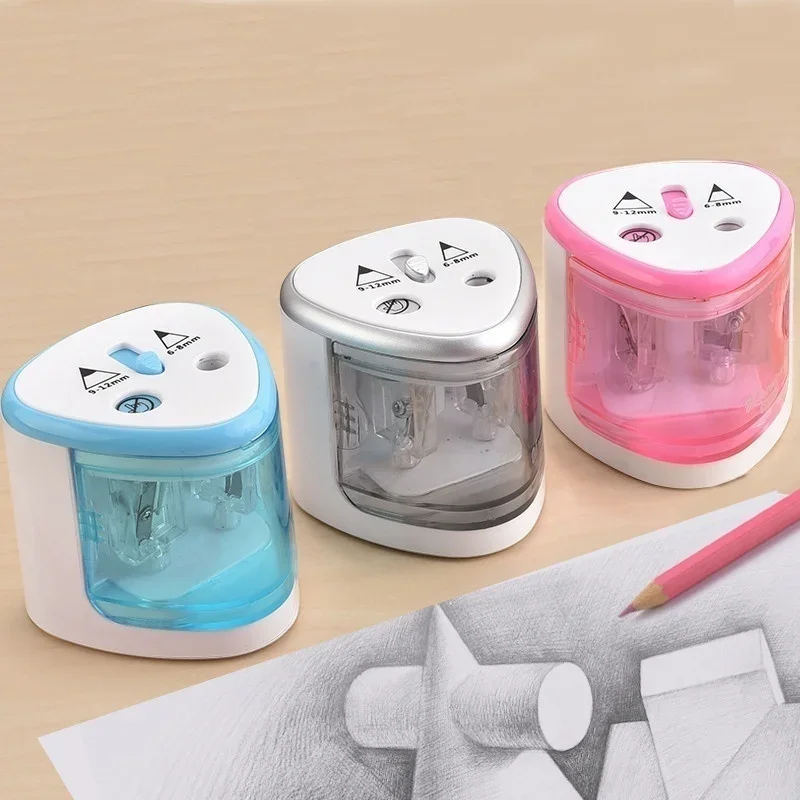 Battery Operated Electric Pencil Sharpener W/2 Holes 6-8mm and 9-12mm Auto-Stop School Supplies Korean Stationery pencil sharpener