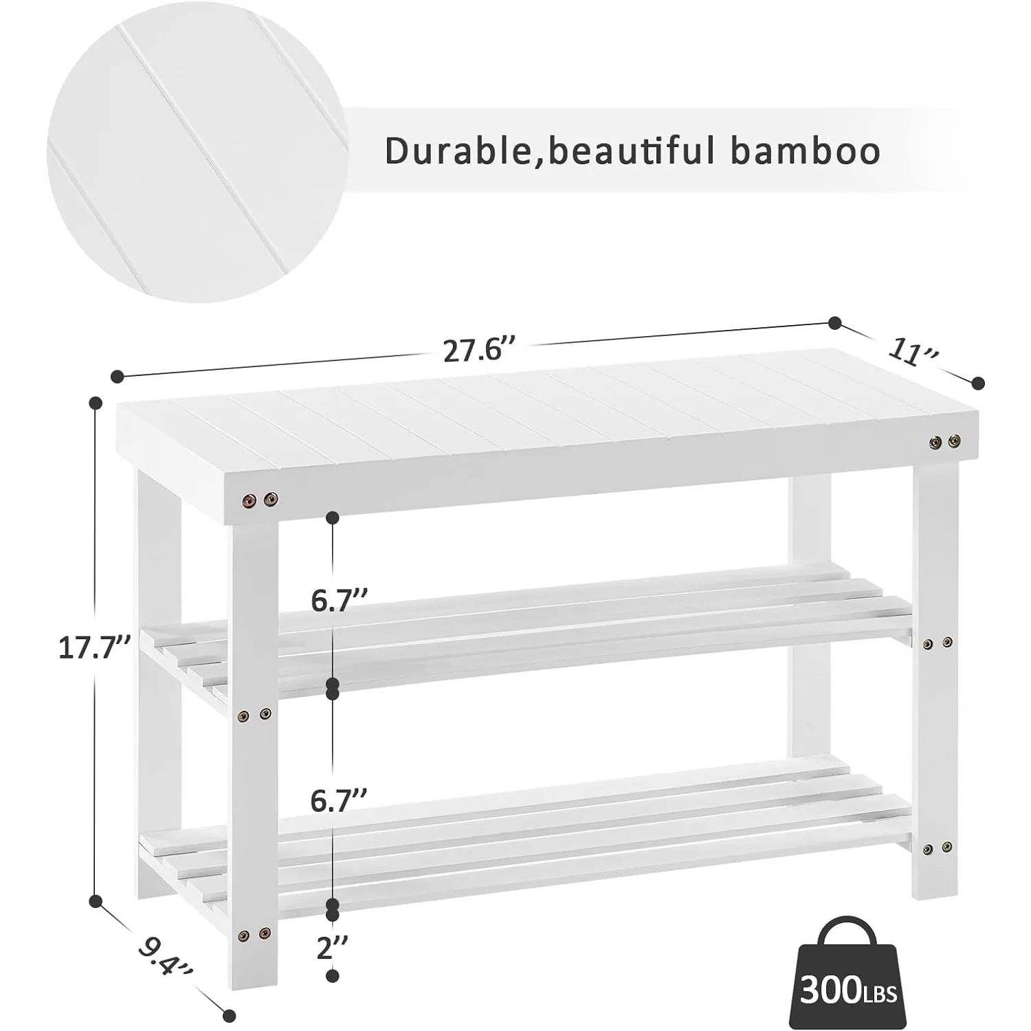 Apicizon Bamboo Shoe Rack for Entryway 3-Tier Shoe Rack Bench for Front Indoor Entrance Small Organizer with Storage