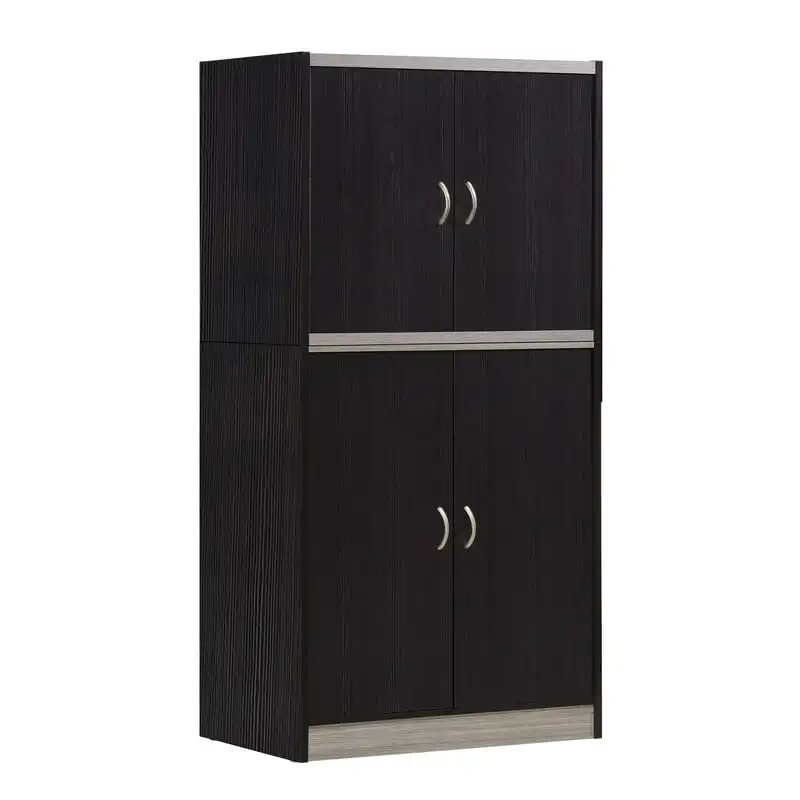 

Kitchen Pantry with 4-Shelves, Chocolate-Grey
