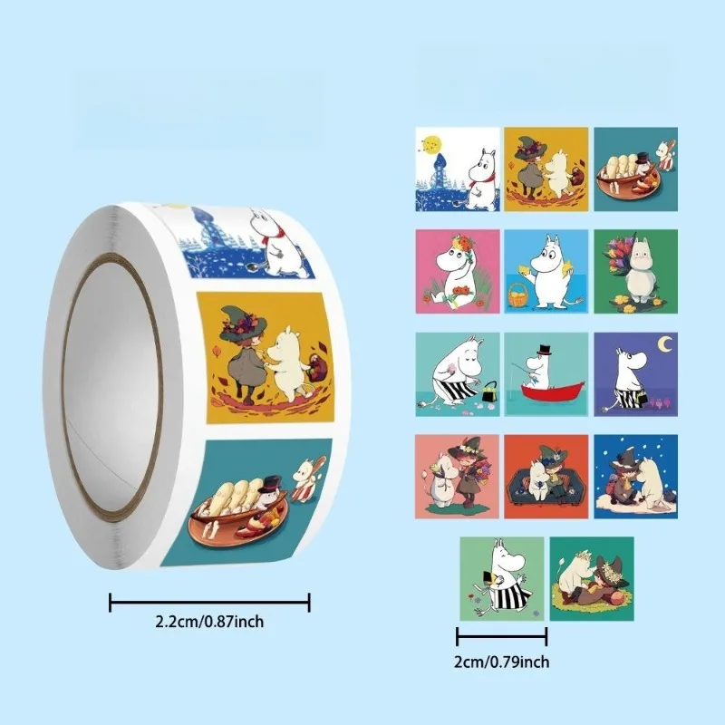 Adesivi Kawaii Serie Moomins 500 Pezzi, Personaggi Cartoon Carini, Stampa HD Creativa, Adesivi DIY per Cover Telefono e Graffiti