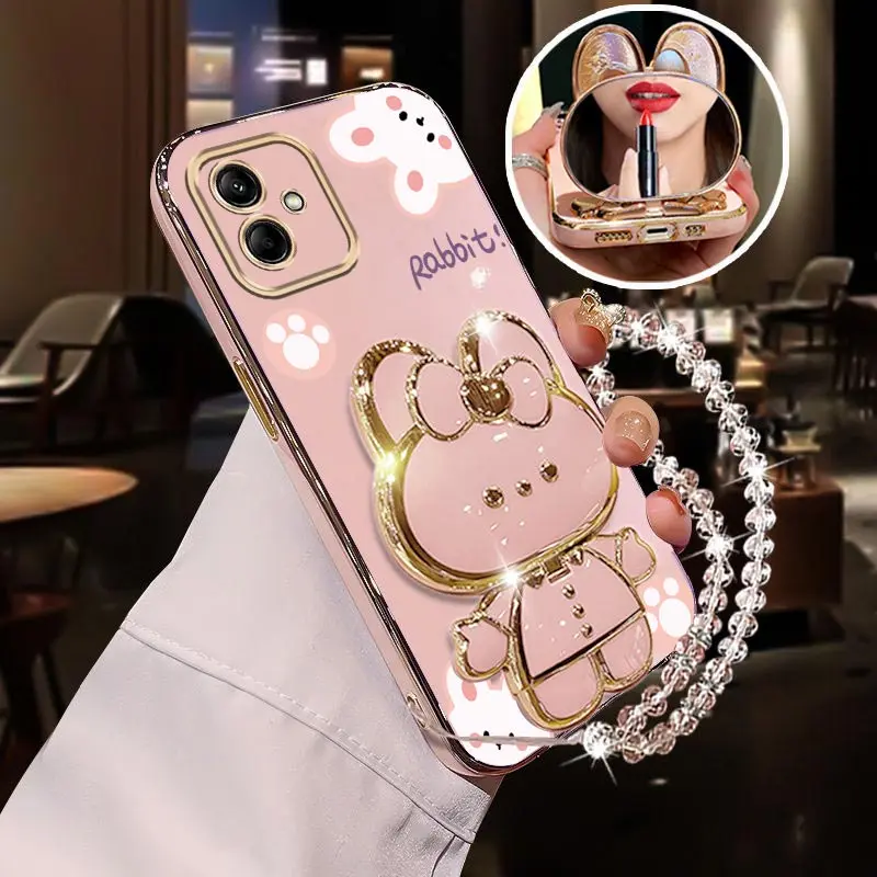 Diamond Strap Rabbit Phone Holder Case with Stand Cover