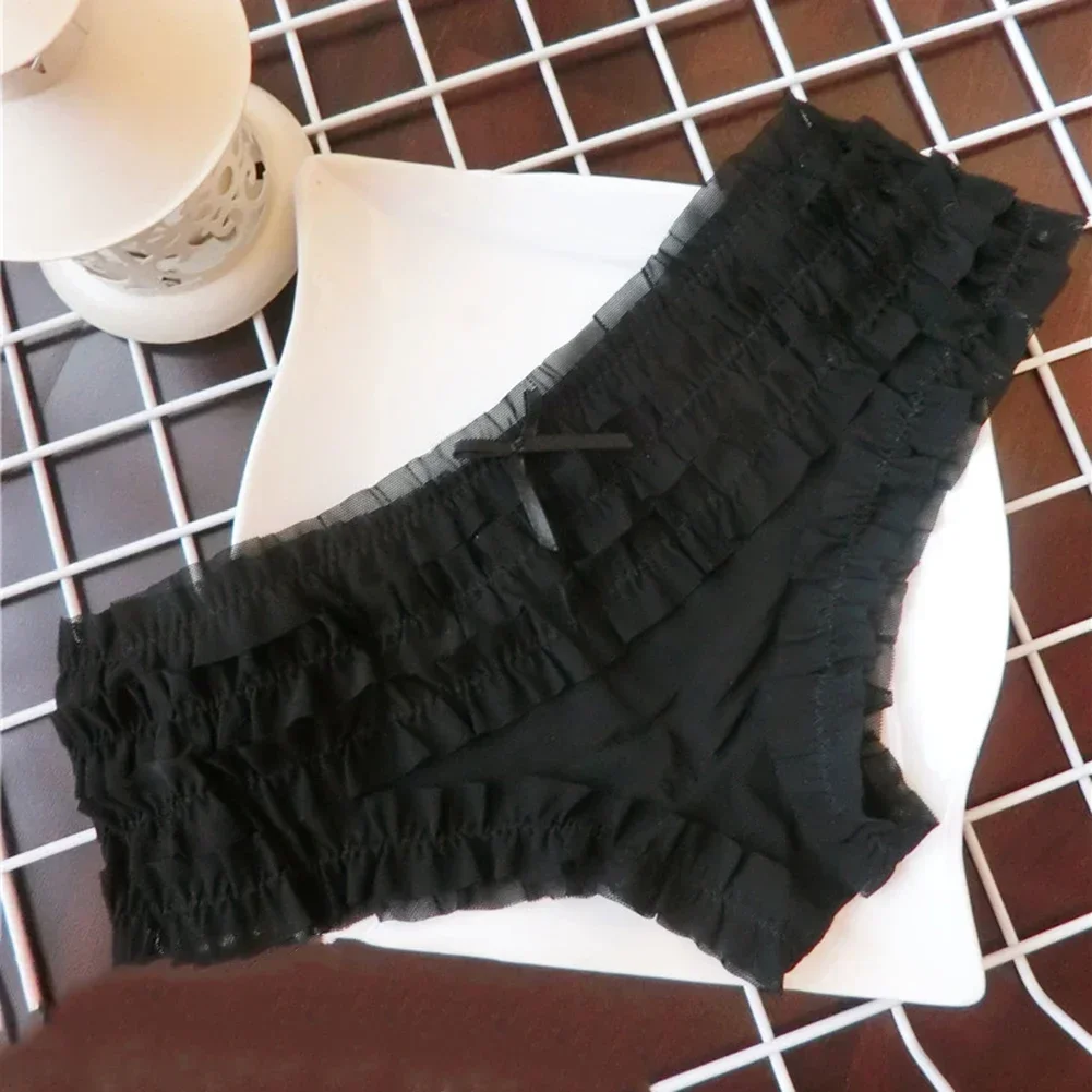 Girls Cute Sweet Panties Underwear Cake Layer Lace Briefs Sexy Mesh Breathable Cozy Underpant Women Low Waist Thong Lingerie