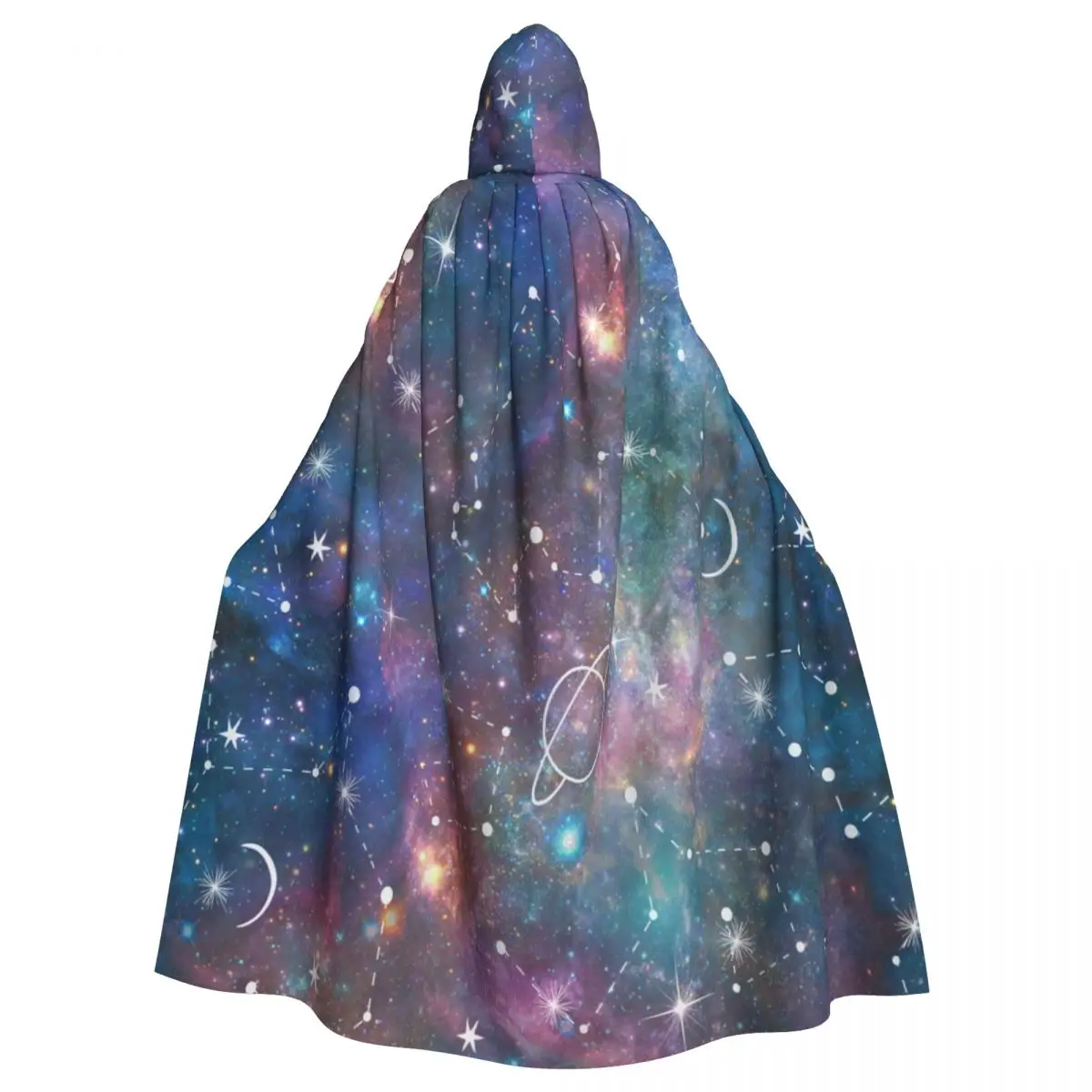 

Hooded Cloak Unisex Cloak with Hood Constellation Moon And Planet Galaxy Cloak Vampire Witch Cape Cosplay Costume