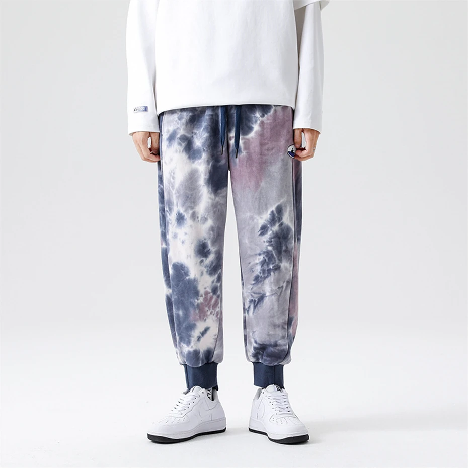 Tie Dyed Joggers Men Hip Hop Streetwear Sweatpants Tie-dye Pants Men Harajuku Trousers Elastic Waist