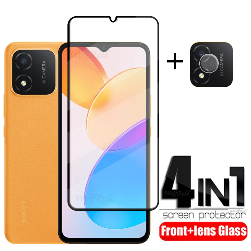 

4-in-1 For Honor X5 Glass For Huawei Honor X5 X8 5G X6 X6S X7a Glass Full Cover 9H HD Screen Protector For Honor X5 Lens Glass