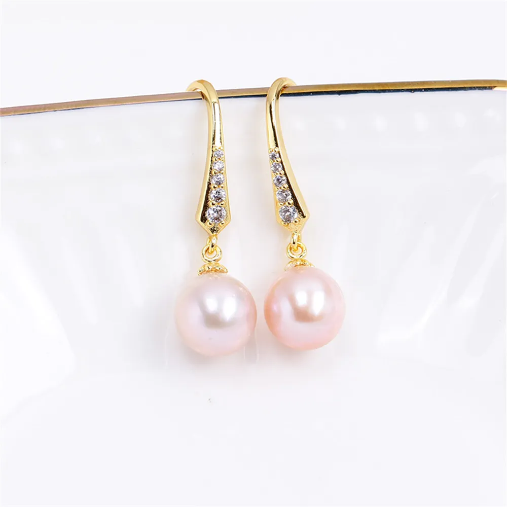 14K Gold Injection Empty Holder Plating with True Gold Craft Simple Zircon Pearl Earhook Earrings DIY Accessories Style apdgg 20 pcs copper gold plated conch earrings hook for pearl earrings making diy craft accessories