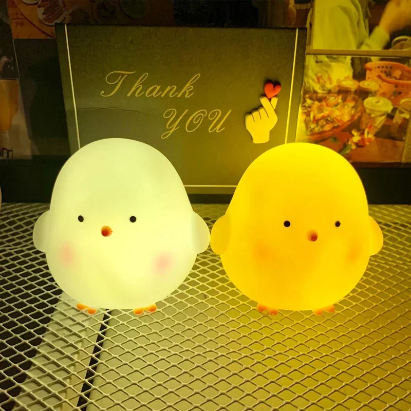Cute Chicken Soft Lighting Small Night Light Bedside Lamp Decoration Bedroom Atmosphere Light Girl Children Gift Chicken Night Light