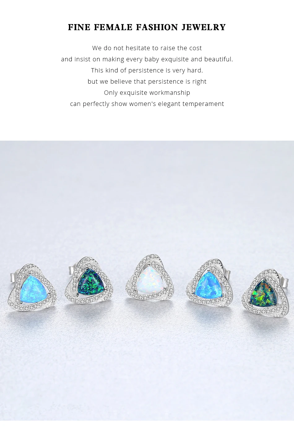 Orecchini a bottone in argento sterling di lusso da 6 mm con opale blu fuoco/bianco/verde per donna, finemente natalizi_voghion.com
