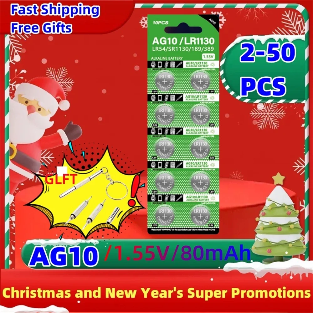 Ag10 Lr54 Cell Coin 1.55V Sr54 389 189 Sr54 389 189 Lr1130 Sr1130 G10A Sr1130Sw Batterie A Bottone Alcaline Per Orologio Giocattoli A Distanza
