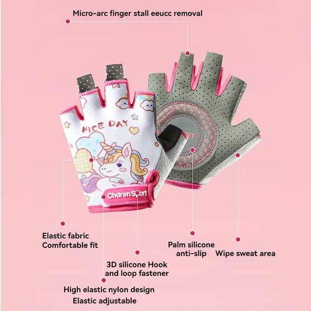 GTUBIKE Kids Half-Finger Cycling Gloves – Cute Dinosaur & Unicorn Design 4